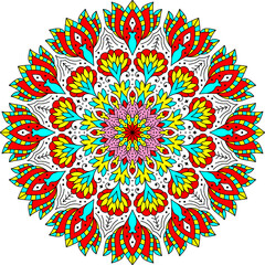colorful vector seamless Mandala Ethnic dot painting round design