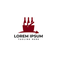 Cart and Bottle Wine for Delivery Online Shopping Logo Vector Icon Illustration