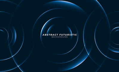 Graphic blue circles seamless pattern. Abstract futuristic art wallpaper. Vector illustration.