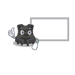 Scuba buoyancy compensator Caricature character design style with a white board