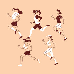 women avatars running vector design