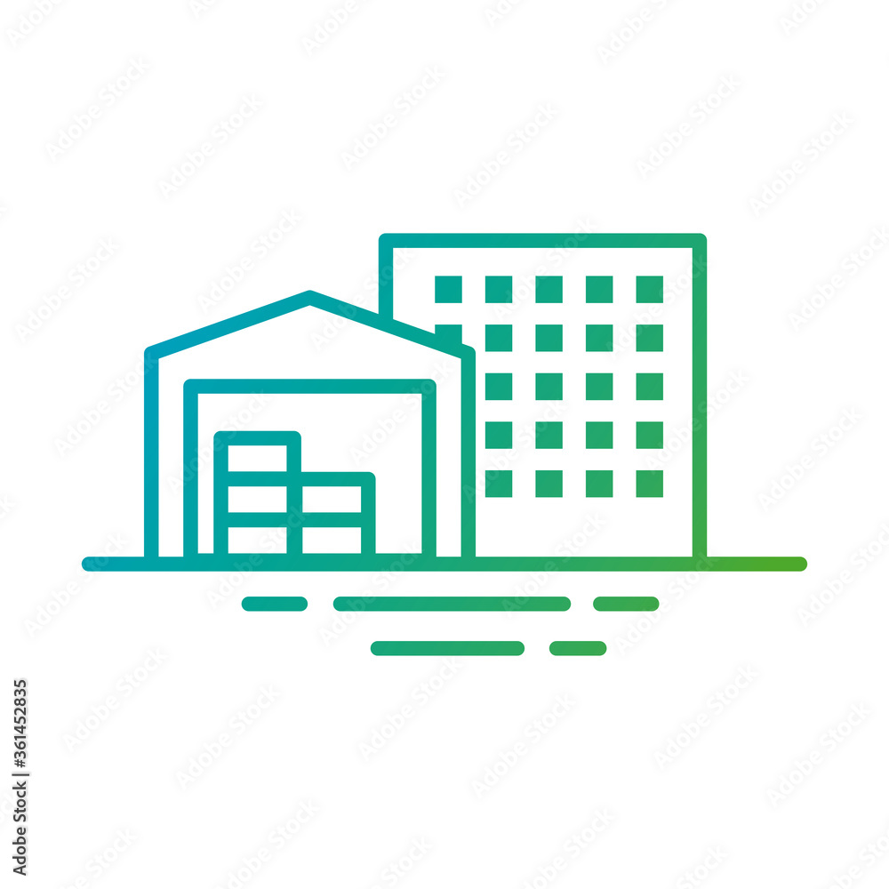 Sticker warehouse building gradient style icon