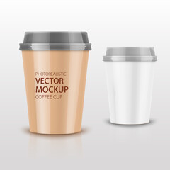 Realistic coffee cup set mockup