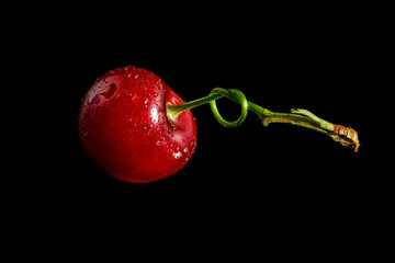 cherry on a black background