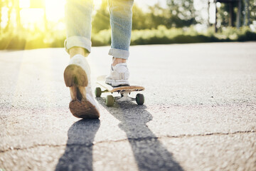 man running on street, skateboard