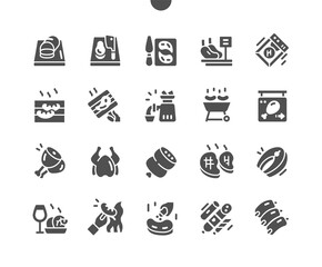 Meat Well-crafted Pixel Perfect Vector Solid Icons 30 2x Grid for Web Graphics and Apps. Simple Minimal Pictogram