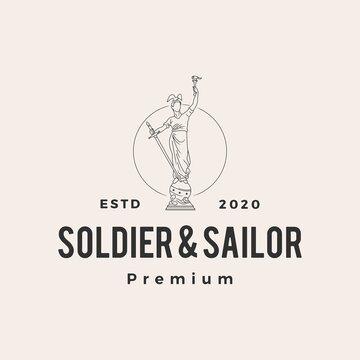soldier and sailor statue hipster vintage logo vector icon illustration