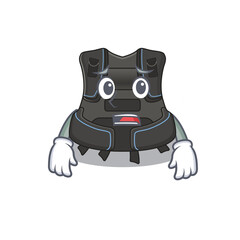 Cartoon image design scuba buoyancy compensator showing worried face