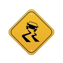 Slippery road sign