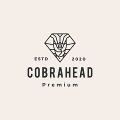 cobra in diamond shape hipster vintage logo vector icon illustration