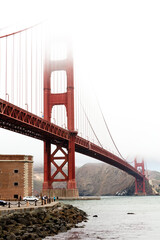 san francisco golden gate bridge in marine layer