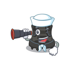 A cartoon image design of scuba buoyancy compensator Sailor with binocular