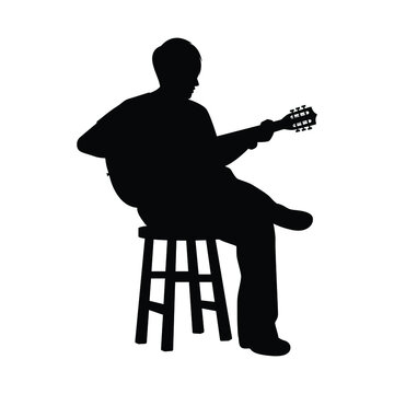 recommend clip art: A musician with guitar silhouette vector