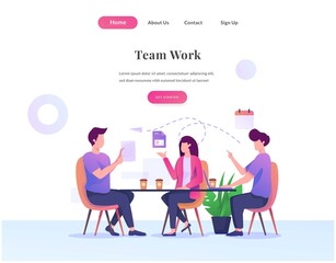 team work business web landing page