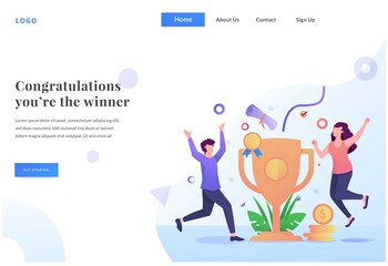 winners web landing page with illustration