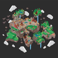 Isometric floating prehistoric island © captainvector