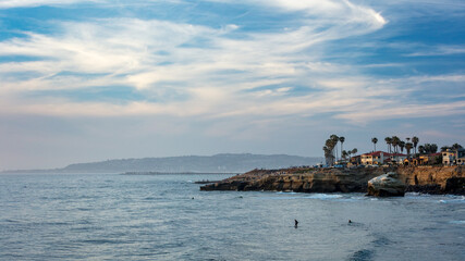 Sunset at the sunset cliff, San Diego, California