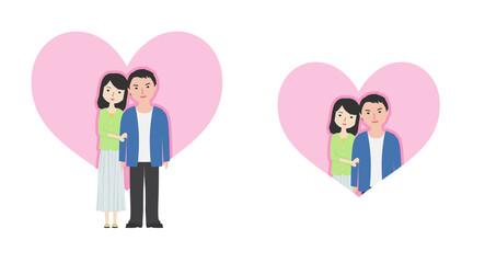 結婚間近の若いカップルとハートモチーフ2
