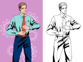 Business man organize necktie