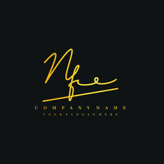 NF initials signature logo. Handwriting logo vector templates. Hand drawn Calligraphy lettering Vector illustration.