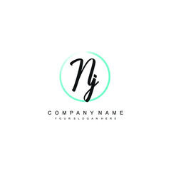 NJ initials signature logo. Handwriting logo vector templates. Hand drawn Calligraphy lettering Vector illustration.