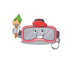 Vr glasses artist cartoon picture style paint a landscape using a brush