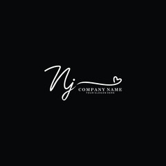 NJ initials signature logo. Handwriting logo vector templates. Hand drawn Calligraphy lettering Vector illustration.