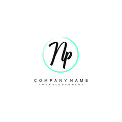 NP initials signature logo. Handwriting logo vector templates. Hand drawn Calligraphy lettering Vector illustration.