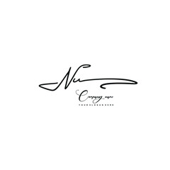 NU initials signature logo. Handwriting logo vector templates. Hand drawn Calligraphy lettering Vector illustration.