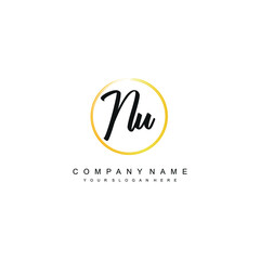 NU initials signature logo. Handwriting logo vector templates. Hand drawn Calligraphy lettering Vector illustration.