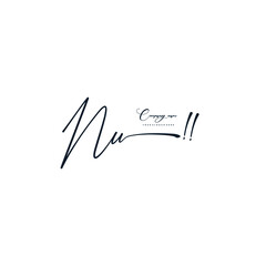 NU initials signature logo. Handwriting logo vector templates. Hand drawn Calligraphy lettering Vector illustration.