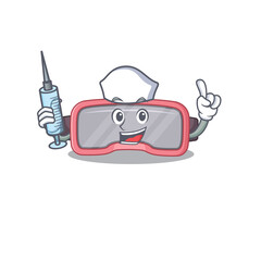 A dedicate vr glasses nurse mascot design with a syringe