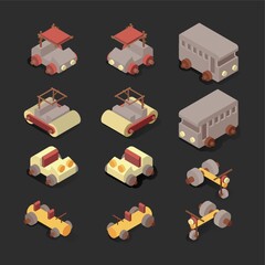 Isometric prehistoric vehicles