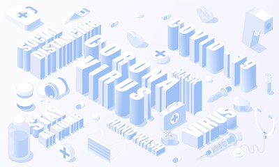 Fototapeta premium Corona virus Medical tool icon isometric background vector design