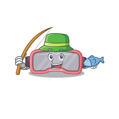 Cartoon design style of vr glasses ready goes to fishing