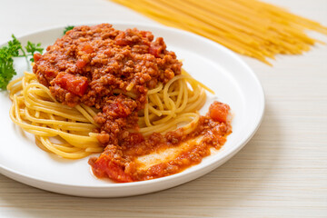 spaghetti bolognese pork or spaghetti with minced pork tomato sauce