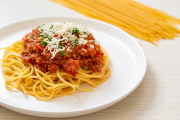 spaghetti bolognese pork or spaghetti with minced pork tomato sauce