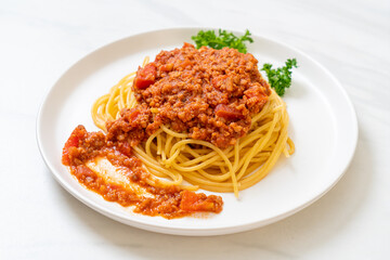 spaghetti bolognese pork or spaghetti with minced pork tomato sauce