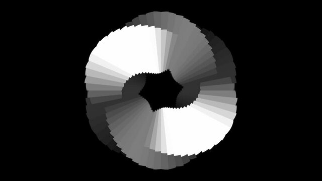 Abstract CGI motion background with rotating geometric shapes in perfect seamless loop (3840 x 2160, 30 fps).