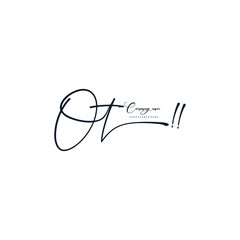 OT initials signature logo. Handwriting logo vector templates. Hand drawn Calligraphy lettering Vector illustration.