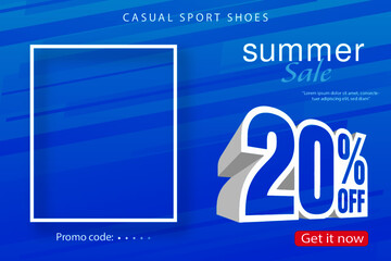 summer sale banner template on blue background