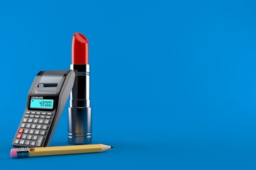Lipstick with calculator and pencil