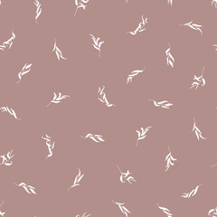 Willow Branch with Leaves Seamless Pattern in a Trendy Minimal Style. Botanical Background. Floral Vector