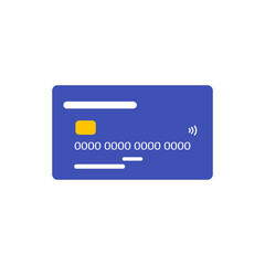 Blue bank card. Vector flat illustrations. Online payment. Cash withdrawal. Finance