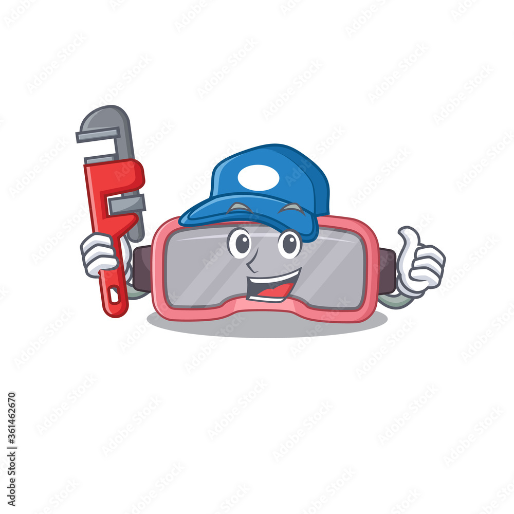 Canvas Prints cartoon mascot design of vr glasses as a Plumber with tool