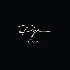 PQ initials signature logo. Handwriting logo vector templates. Hand drawn Calligraphy lettering Vector illustration.