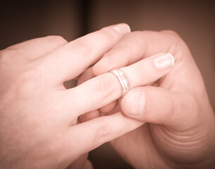 Wedding ring exchange.