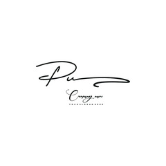 PU initials signature logo. Handwriting logo vector templates. Hand drawn Calligraphy lettering Vector illustration.