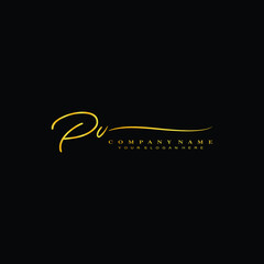 PV initials signature logo. Handwriting logo vector templates. Hand drawn Calligraphy lettering Vector illustration.
