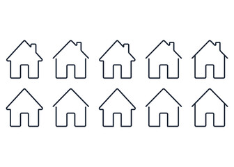 Set home icon. House symbol illustration vector to be used in web applications. House flat pictogram isolated. Stay home. Line icon representing house for web site or digital apps. 